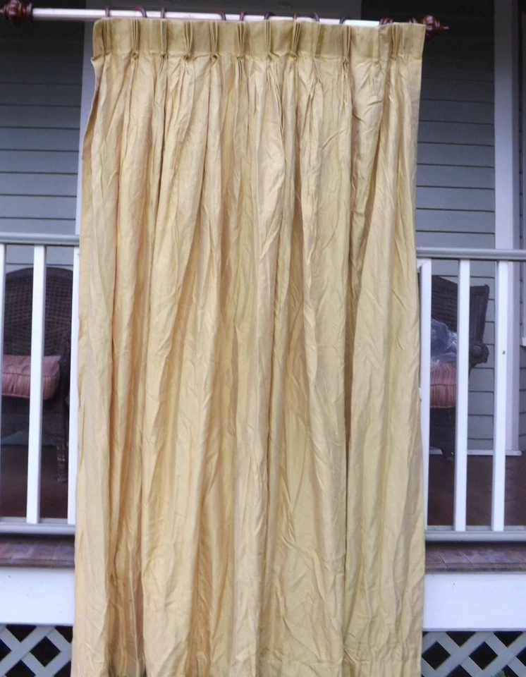 1 cortinas personalizadas plisadas en oro usadas para paneles de cortina  Foto 2 de 4
