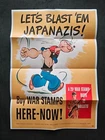 1941 WW2 USA AMERICA POPEYE CARTOON ANTI JAPANESE WAR STAMPS PROPAGANDA POSTER