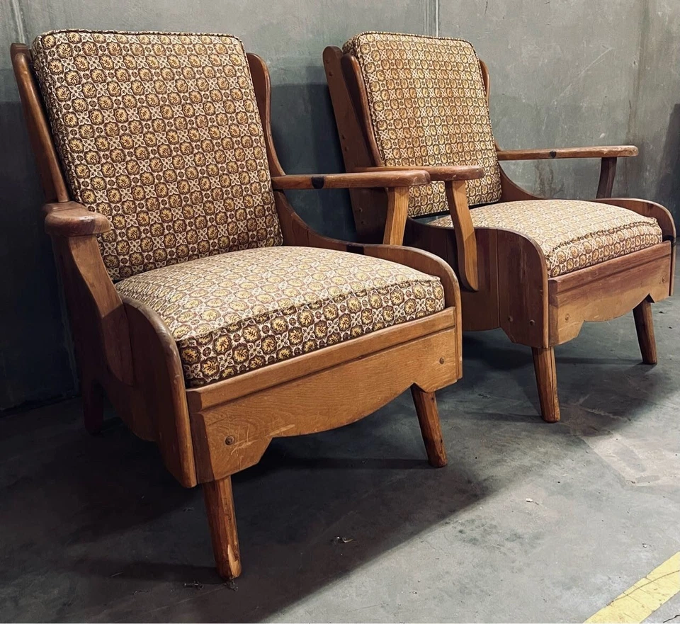 6 шт. MCM Habitant Bay City MI узловатые сосновые деревенские стулья столы и лампа - Изображение 2 из 4