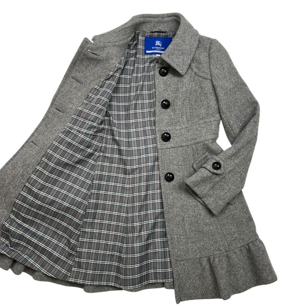 BURBERRY Blue Label Nova Check Pleated Long Coat for Women D2711A