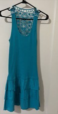 Short Green Cotton Dress With Lace Back. Women’s Size S.