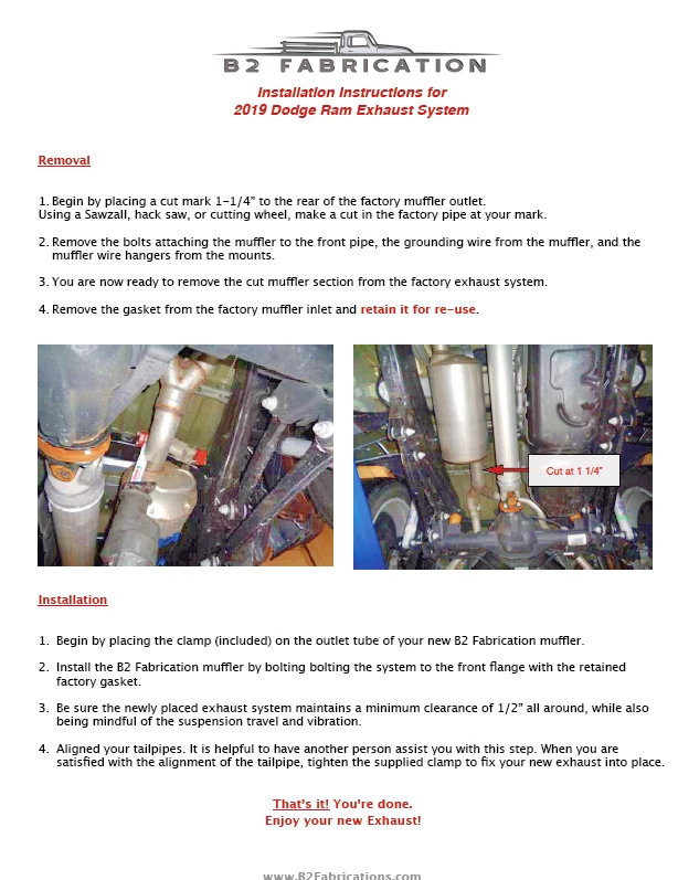 B2 Fab Hemi Exhaust retrofit muffler delete, Stainless *Fits 2019-2024 Ram 1500 - Image 3 of 3