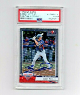 Bobby Witt Jr. autograph signed 2019 Panini USA baseball card PSA