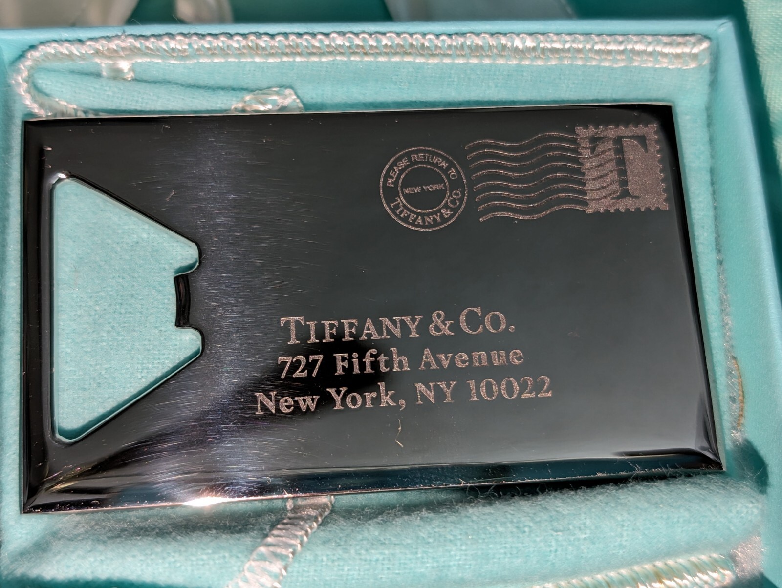 Tiffany & Co Envelope Style Bottle Opener Rare Silver Color T&C
