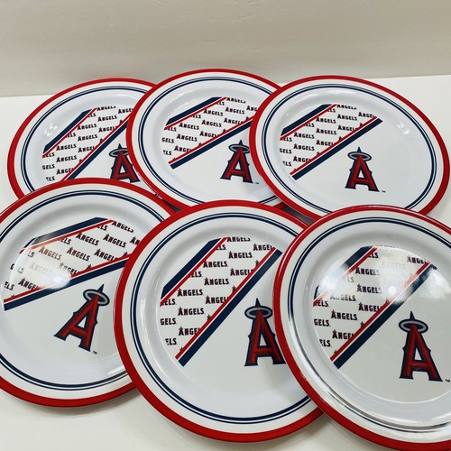 MLB ANGELS BASEBALL 12 PCS MELAMINE OUTDOOR DINNER WARE SET PLATES & BOWLS - Picture 3 of 8