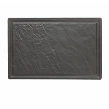 VULCANIA NERO PIATTO RETTANGO BISTECCA PORCELLANA 37X25 RISTORANTE GASTRONOMIA 