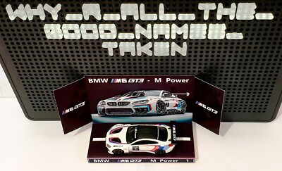 Genuine BMW M6 GT3 Scale 1:64 Model Toy Race Car on Custom Repro