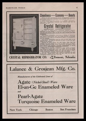 1912 Crystal Refrigerator Company Fremont Nebraska Ice Box Vintage Print Ad