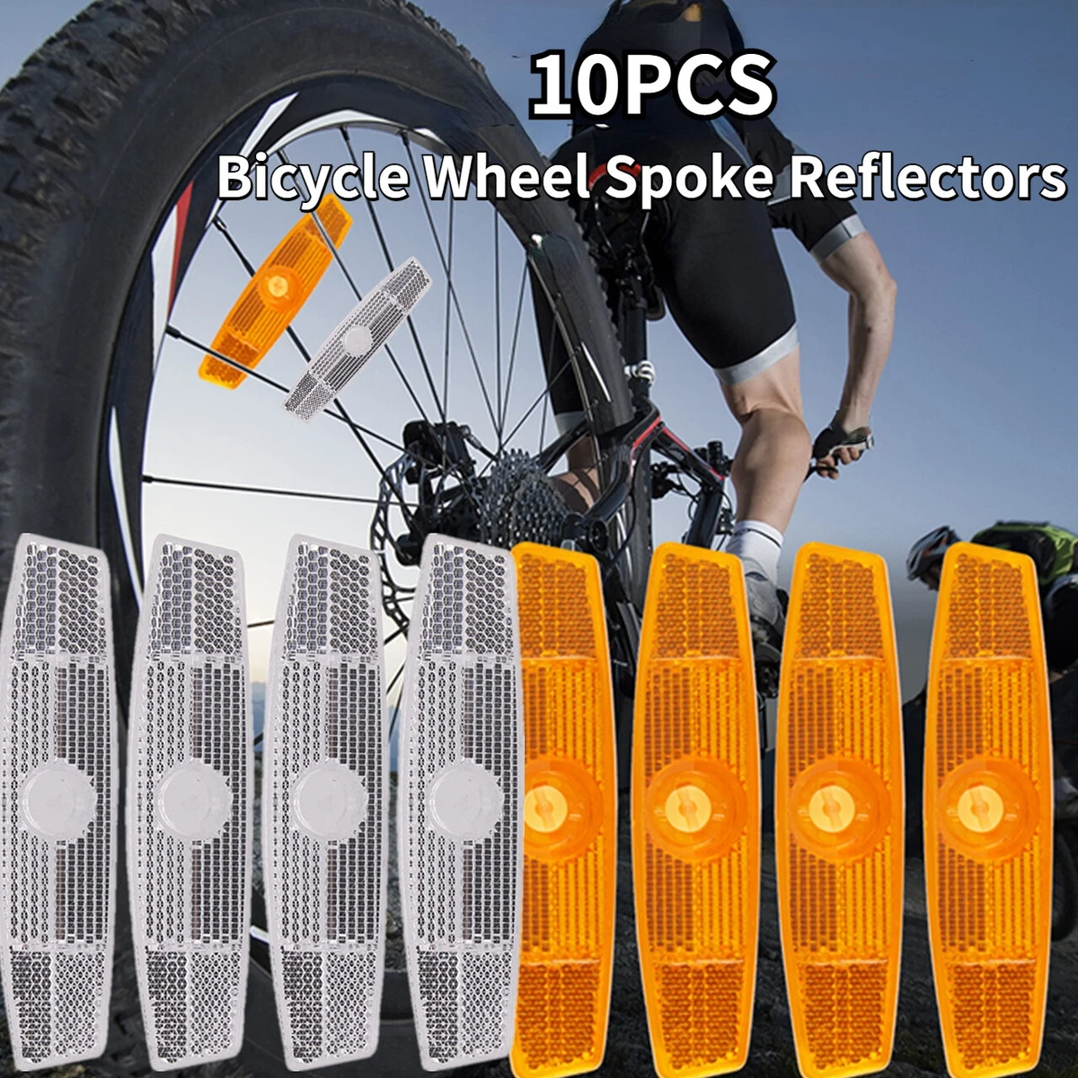 10 X Bicyclette Roue Rayon Réflecteurs Vélo Cyclisme Jante Réfléchissant  Léger