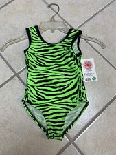 Girls Size 6/8 Zebra Animal Print Gymnastics Dance Bodysuit Leotard NWT