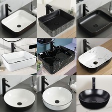 ELECWISH Fregadero de Baño Lavabo de Cerámica con Grifo Desagüe Pop Up