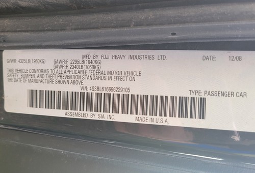 SUBARU Legacy GT (2009) OEM Owners manual booklet set w/ leather case - Picture 12 of 12