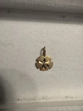 Real 14kt Gold Textured Sand Dollar Pendant Charm