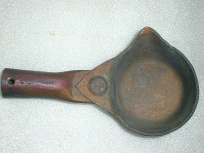 Rare Antique Hand Forged Heavy Solid Copper Casting Ladle