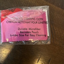 One Durable Microfiber pink Jumbo Eyeglass Cleaning Cloth with Reusable Pouch