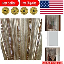 Elegant Button Beaded Door Curtain, Light-Filtering Fringe 39.3" x 78.5" Cham...