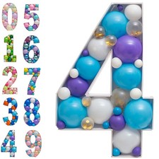 Mosaic Balloon Frame Numbers 4 Pre-Cut Large Foam Board Sign Cut-out for Boy ...
