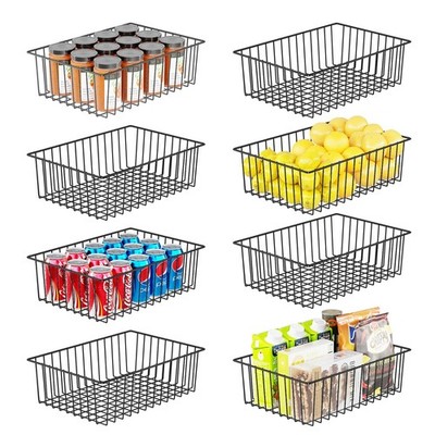 Simple Trending 8 Pack Large Wire Baskets for Organization, 8 pack, Black 