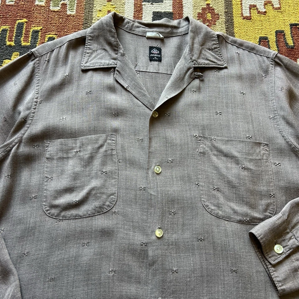 Vintage 1950s Donegal Patterned Rayon Loop Collar Shirt Sz M - Image 2 of 4