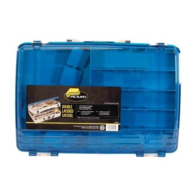 Plano Two Tier Satchel Tackle Box, Aqua Blue/Sandstone, 16.88 L x 12 W x 5 H.