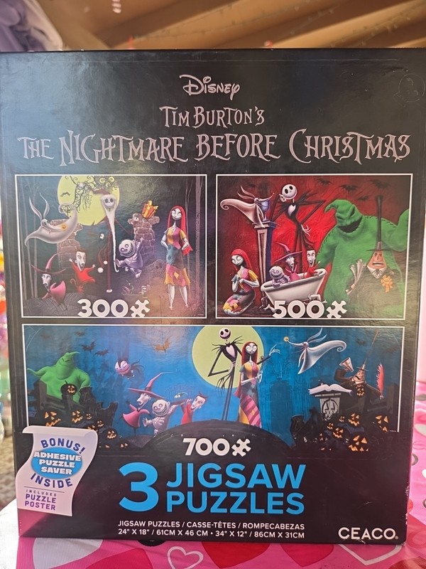 Disney Tim Burton's 3 Jigsaw Puzzles Puzzle Nightmare Before Christmas NEW Bonus