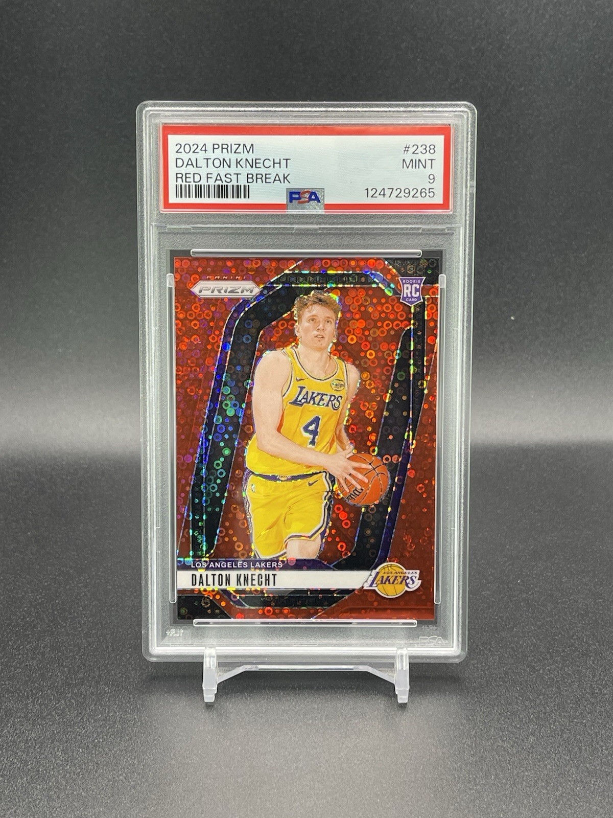 Dalton Knecht 2024-25 Panini Prizm #238 Fast Break Red /100 RC PSA 9 Mint Lakers