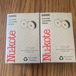 Nukote BR80C Universal Calculator Ribbon Black/Red Nylon 2-Pack 12.7mm
