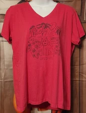 Women's LIFE IS GOOD Bright Pink "Lucky Dog" Crusher Tee Tropical Classic Fit L