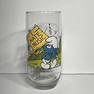 The Smurfs Grouchy Smurf ''I Hate Music'' 12 oz Printed Glass Tumbler, Clear