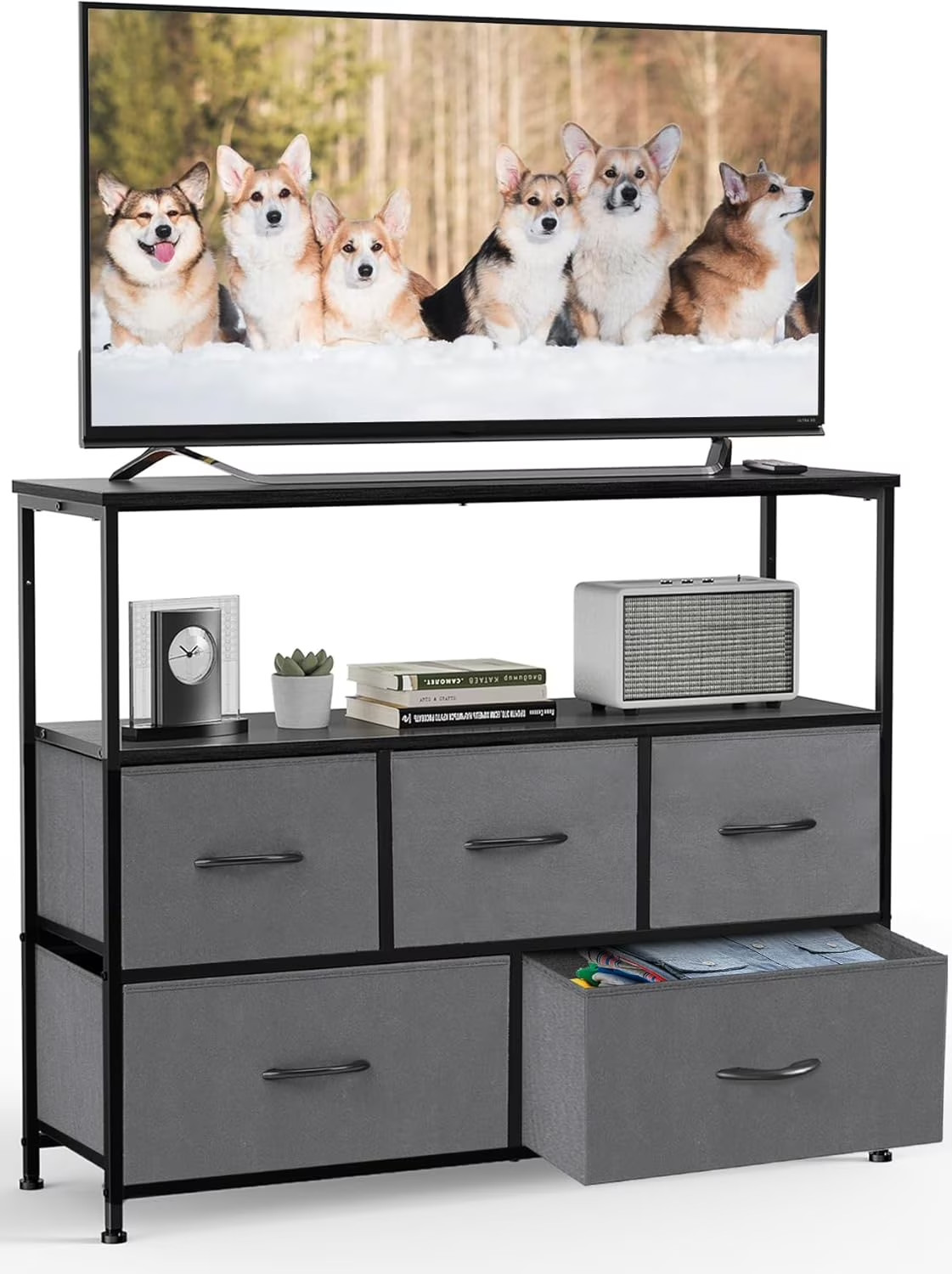 With 5 Drawers & Open Shelf For 45" Tvs