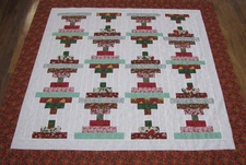Patchwork Quilt Top "Christmas #10" PIECED~Bed ,Lap,Wall,Sofa 56"Sq USA Homemade