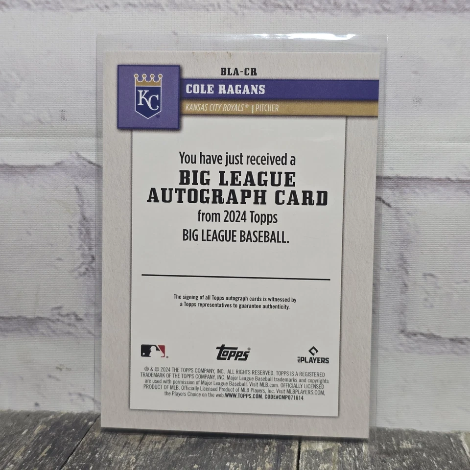 2024 Topps Big League Cole Ragans Auto Autograph #BLA-CR KC - Image 2 of 2