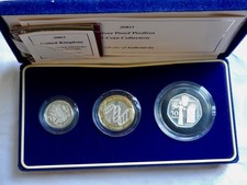 2003 Silver PIEDFORT set DNA £2 Suffragette 50p and Pound Royal Mint COA (B5)
