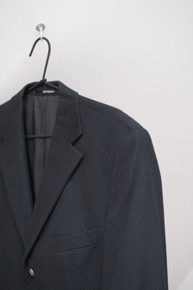 YSL Yves Saint Laurent Vintage Men's Black Wool & Cashmere Blazer Jacket Size 52 - Image 2 of 4