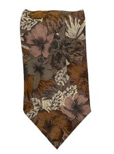 Venezia 100 Silk Made in Italy Neck Tie Muted Earth Tone Flowers Hibiscus