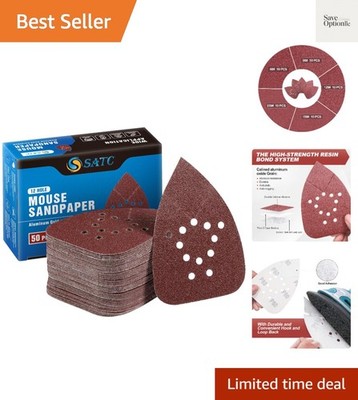 Mouse Detail Sander Sandpaper 50 PCS Mouse Sanding Pads 12 Hole Mouse Sandpap...