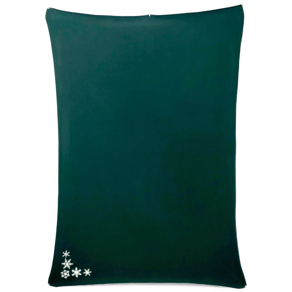 Forest Green Fleece w/ Embroidered Snowflakes Throw Blanket 57" x 40" - Image 3 of 4