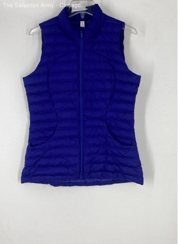 Lululemon Womens Blue Sleeveless Pockets Casual Full-Zip Puffer Vest Size 8