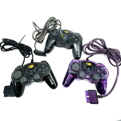 Playstation 2 Mad Catz Dual Force 2 Pro Wired Controller Clear Smoke Lot Of 3