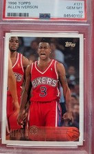 1996 TOPPS #171 ALLEN IVERSON RC ROOKIE PSA 10