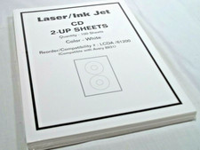 Laser Ink Jet CD DVD Labels 2 UP Sheets 2 per 100 Sheets White Computer