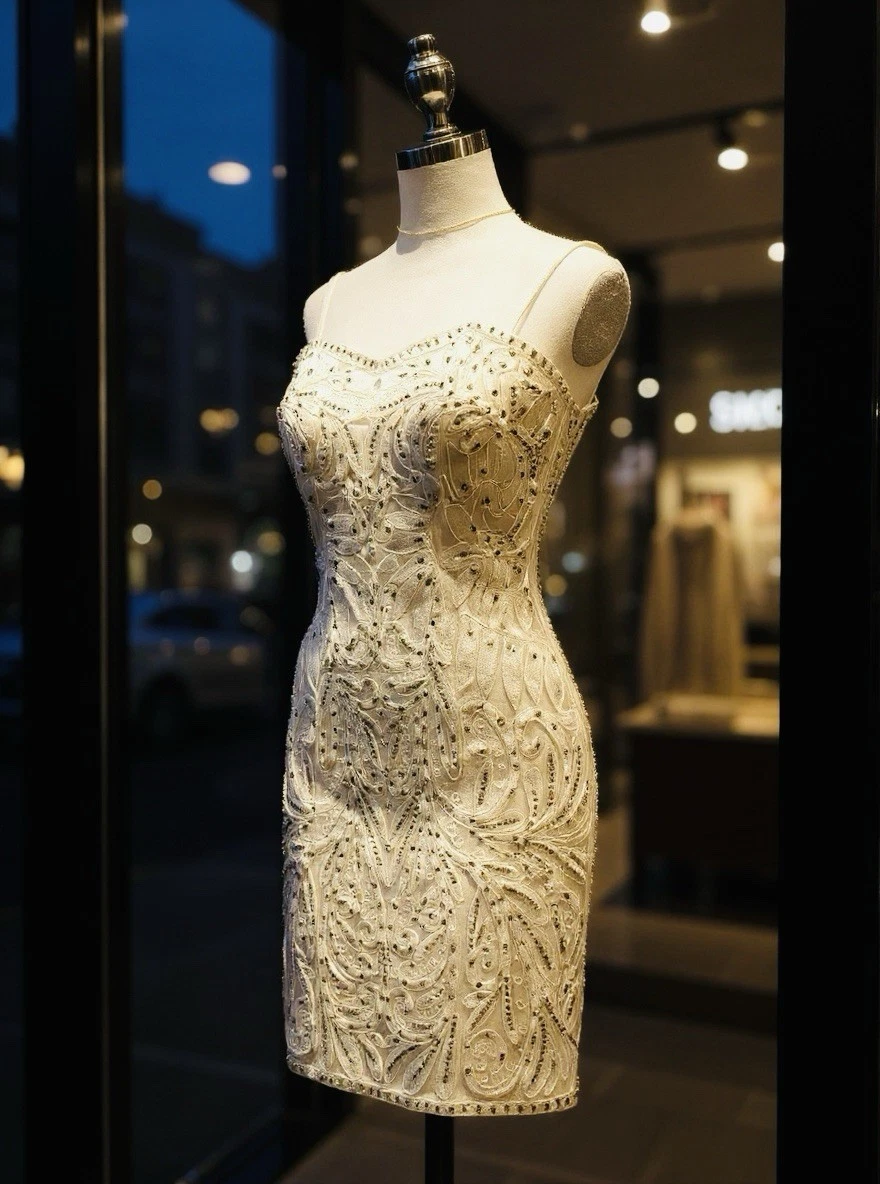 ♡SUEWONG ドレス♡ 期間限定*SUE WONG ストラップ2way ビーディング刺繍 スレンダードレス