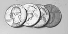 WASHINGTON SILVER QUARTERS LOT OF 4, 90% SILVER CIRCULATED COINS FREE SHIP #9008