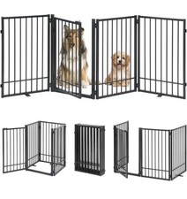 HIDOG Metal Freestanding Dog Gate with Door, W 205cm, H 78 cm Foldable, 4 Panel