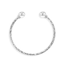 925 Sterling Silver Baby Plain Cuff Bangle Bracelet with Twisted Cable Design