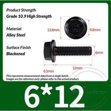 M6 M8 M10 M12 M14 M16 Flanged Hex Bolts DIN 6921 High Tensile Grade 10.9 Black