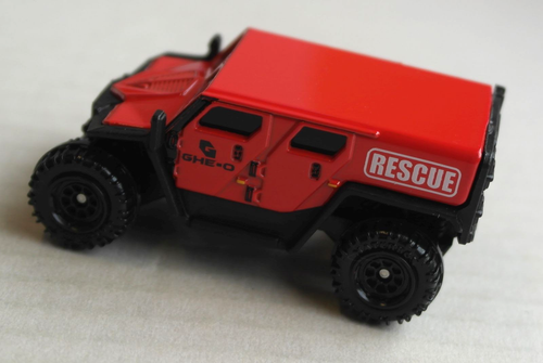 Matchbox Ghe-O Rescue rot/schwarz Geländewagen Allrad 4x4 Mattel MBX Auto Car - Picture 2 of 4