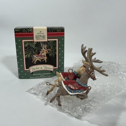 Vintage 1992 Hallmark Santa & His Reindeer 5-Piece Ornament Set with Boxes - Picture 4 of 16