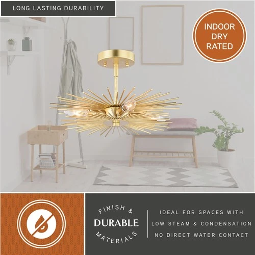 Vaxcel Lighting C0227 Nikko 4 Light 16"W Semi-Flush Ceiling - Gold - Picture 12 of 12