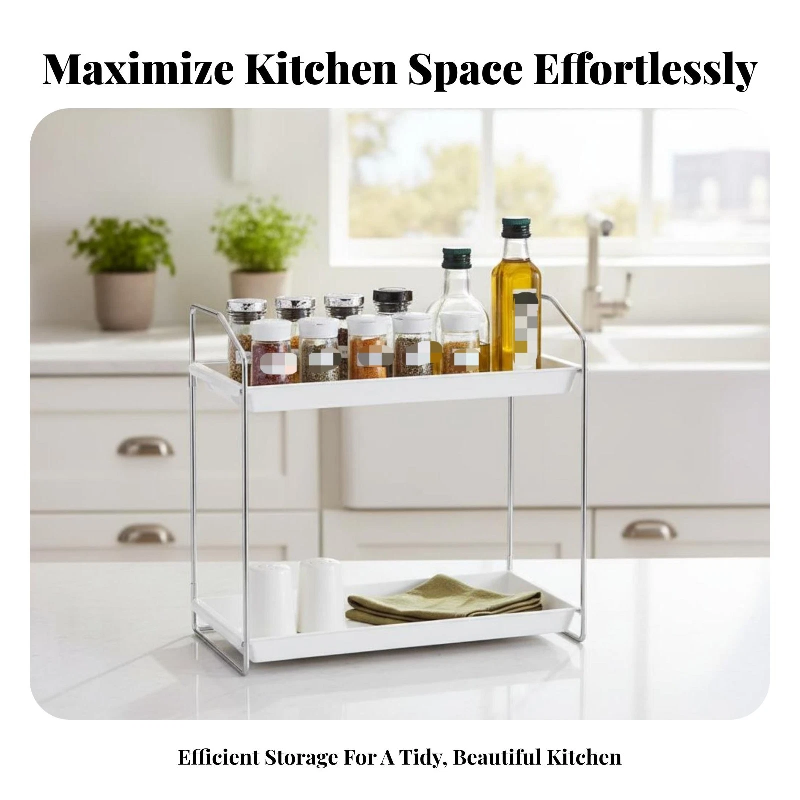 Countertop Seasoning Organizer Multi-Functional 2-Tier Seasoning Rack